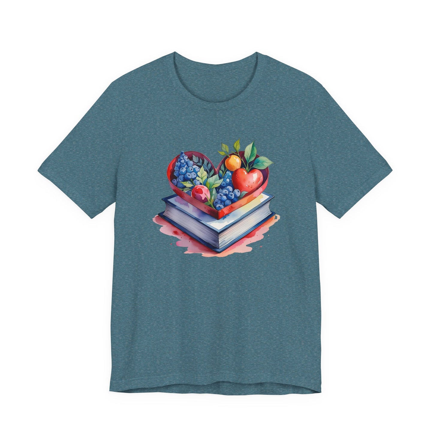 Book and Fruits Watercolor Tee