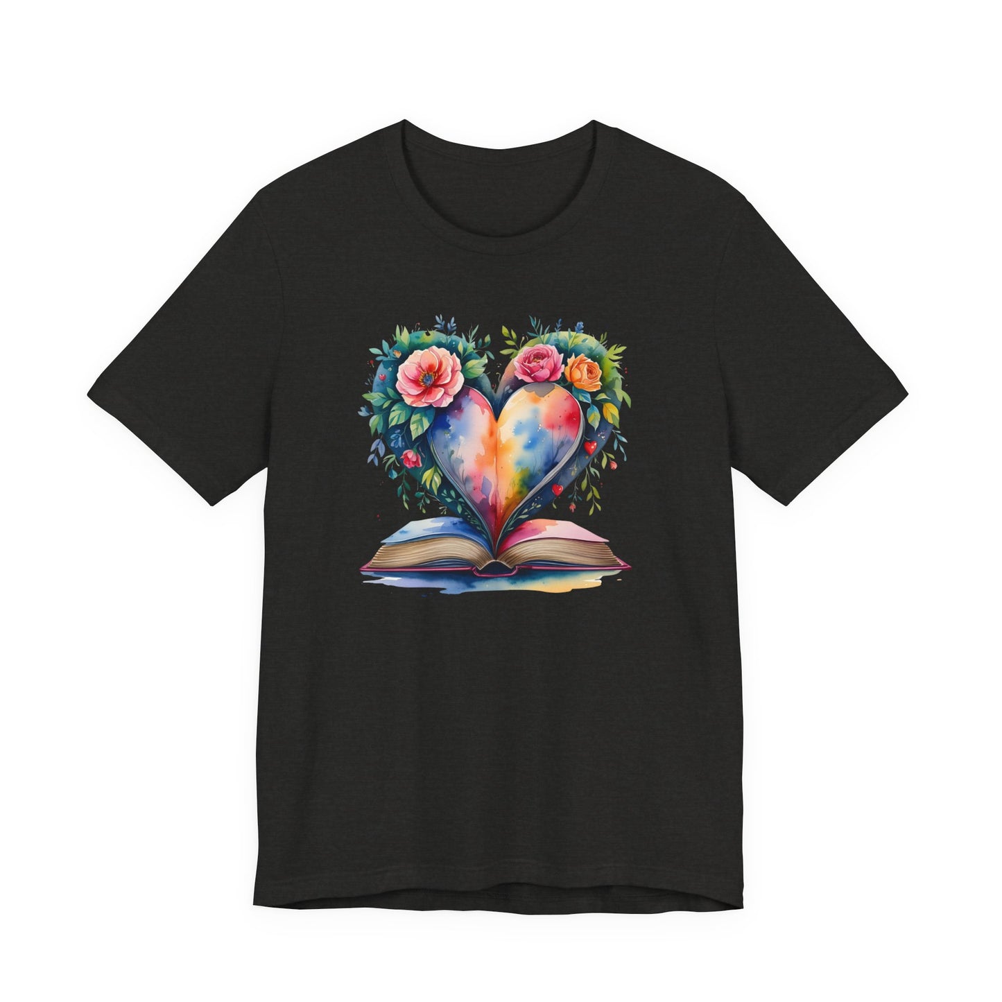 Floral Heart With Book in Watercolors T-Shirt