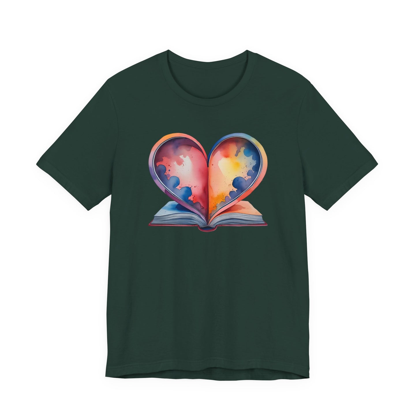 Colorful Heart in Watercolor Book Love Tee