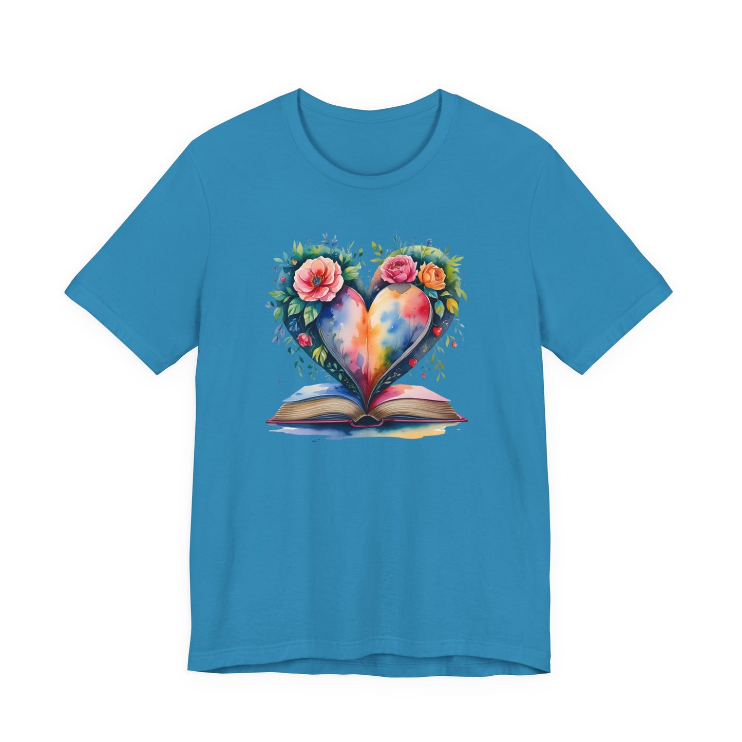 Floral Heart With Book in Watercolors T-Shirt