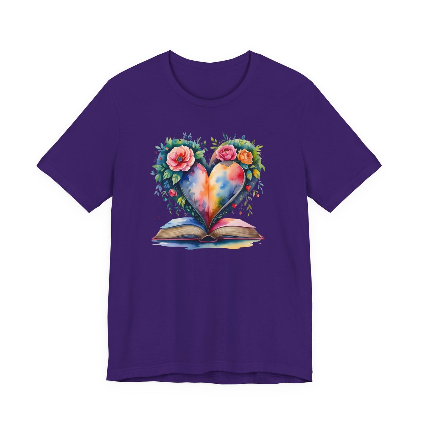 Floral Heart With Book in Watercolors T-Shirt