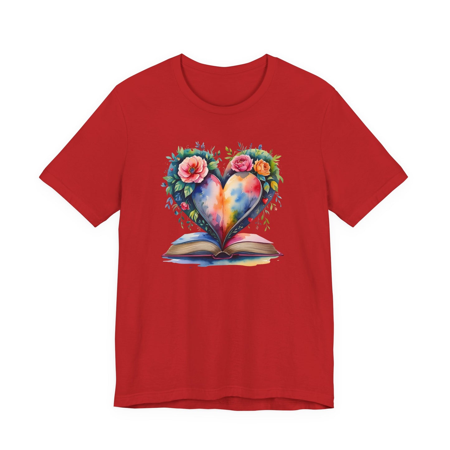 Floral Heart With Book in Watercolors T-Shirt