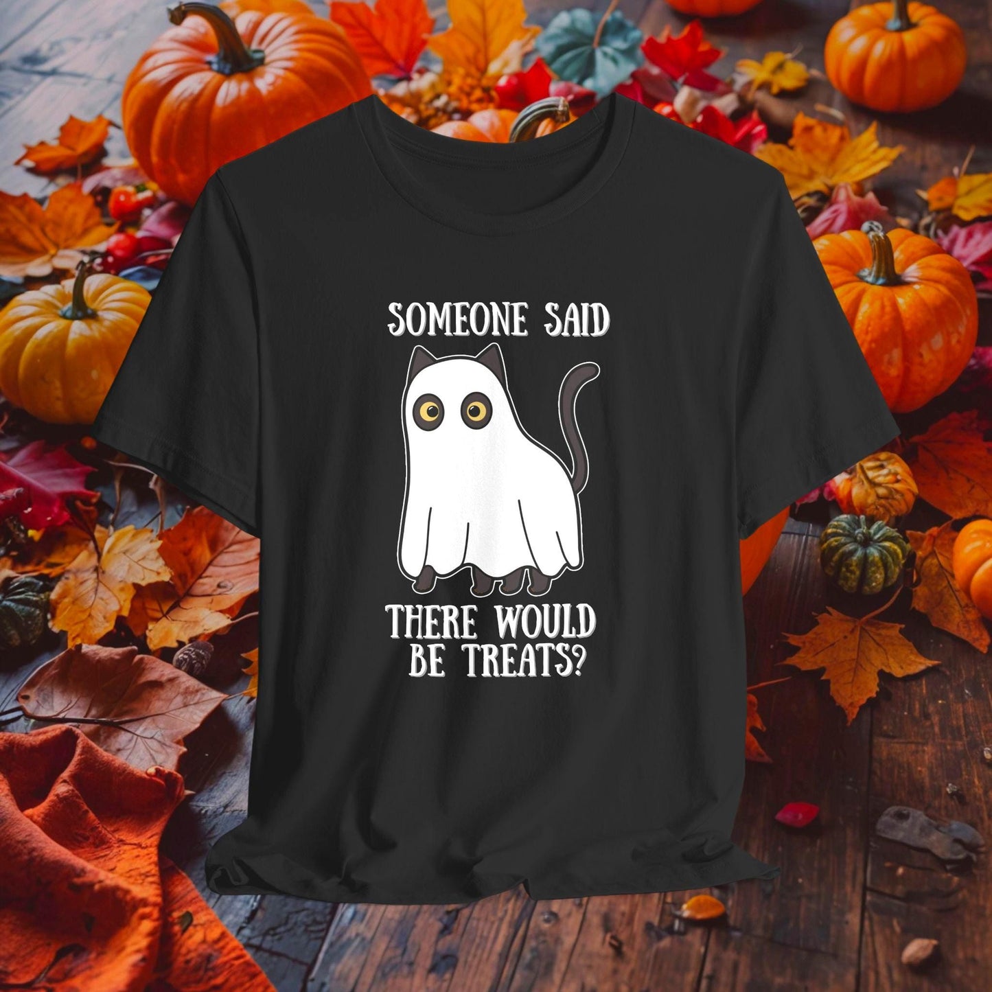 Someone Said There Would Be Treats Ghost Cat Halloween Tee