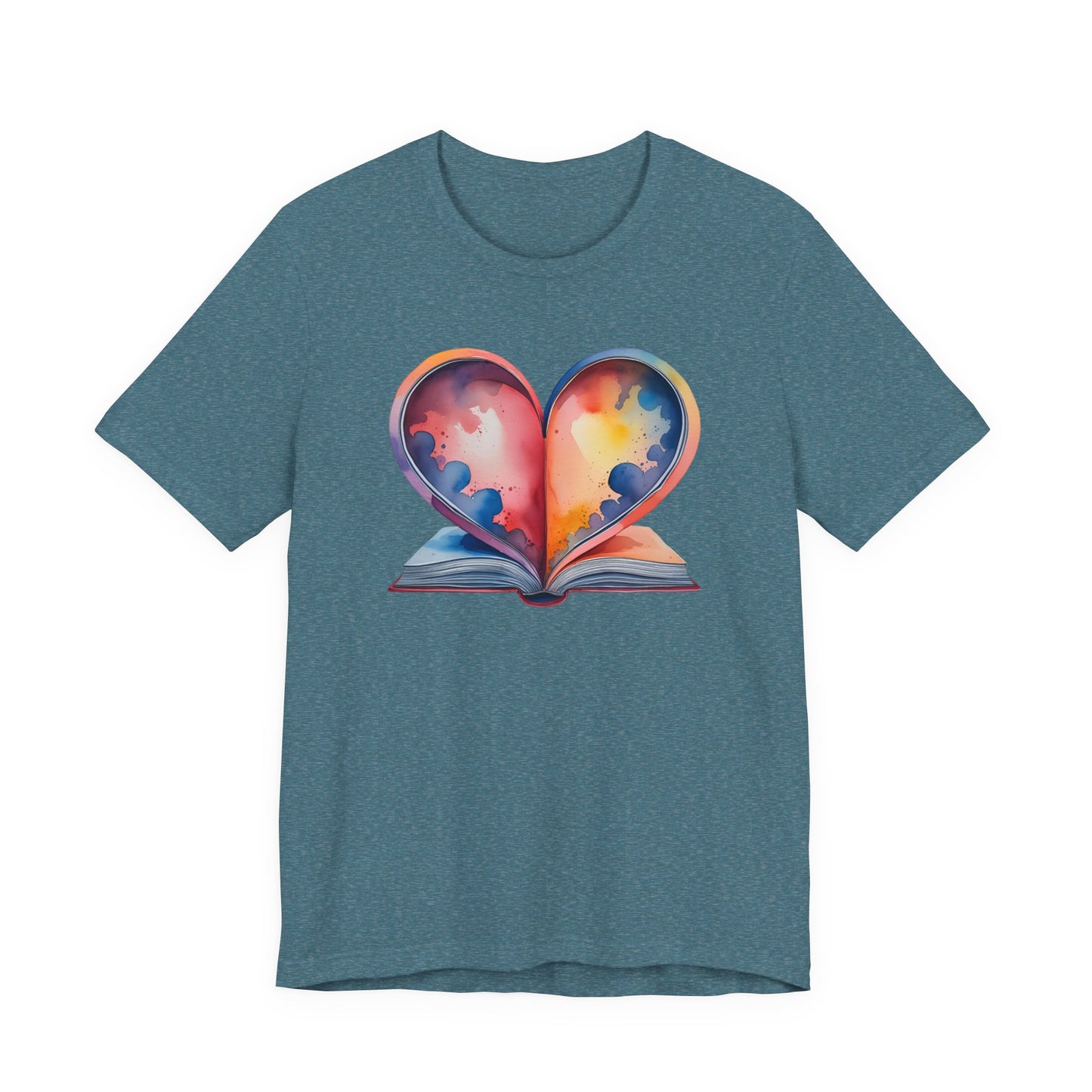 Colorful Heart in Watercolor Book Love Tee
