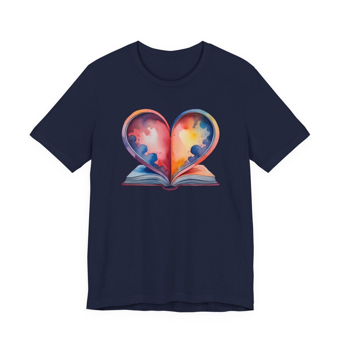 Colorful Heart in Watercolor Book Love Tee