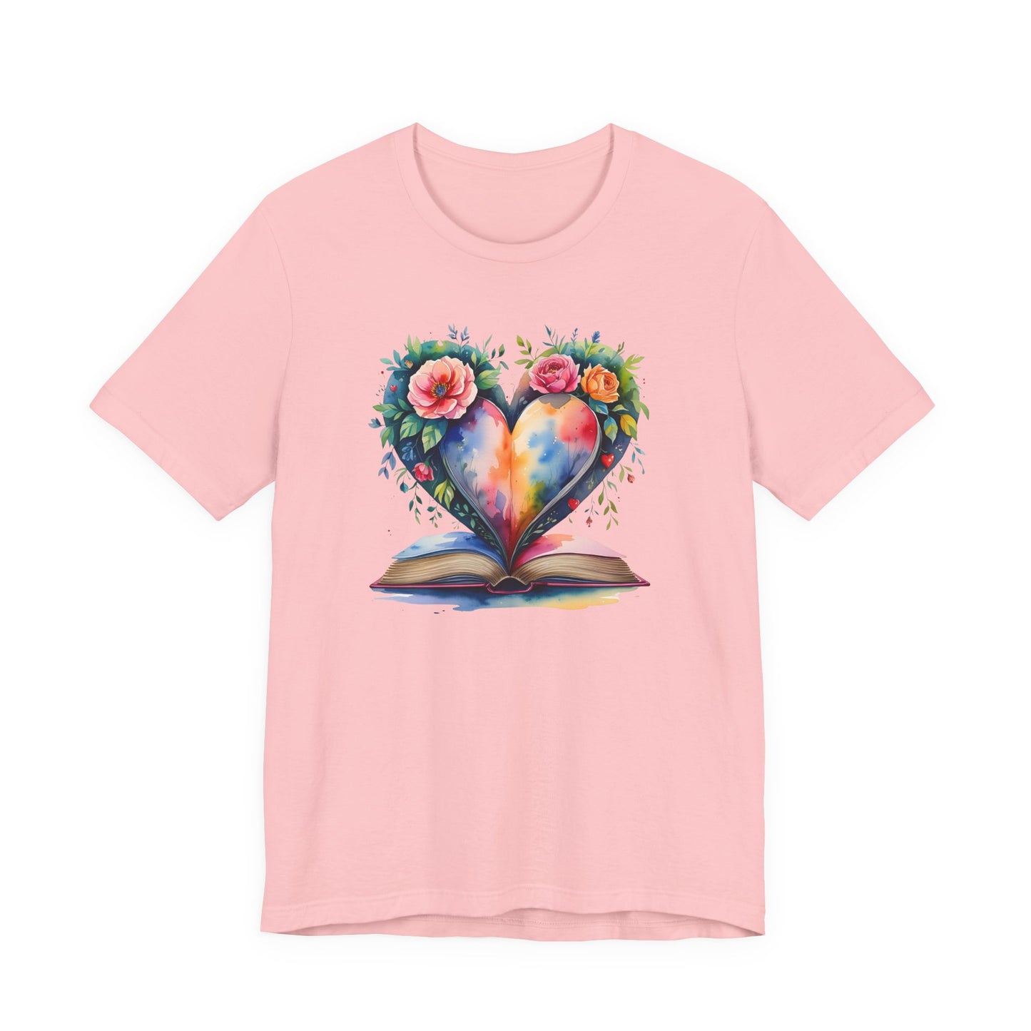 Floral Heart With Book in Watercolors T-Shirt