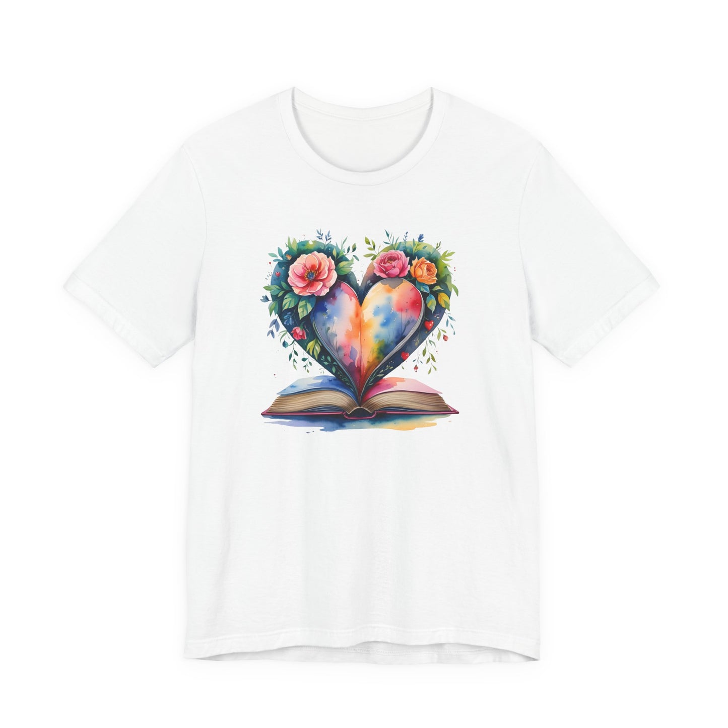 Floral Heart With Book in Watercolors T-Shirt