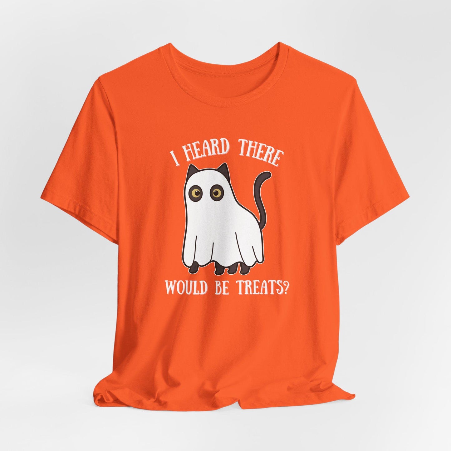 I Heard There Would Be Treats Ghost Cat Halloween Tee