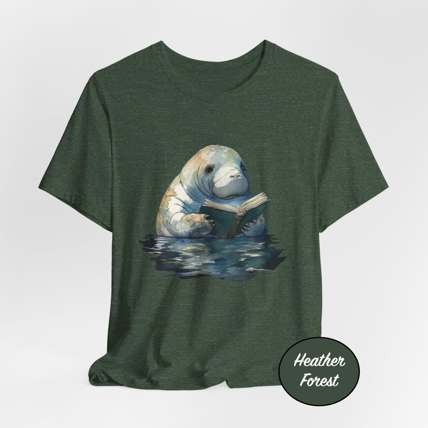 Manatee Reading Books in Water