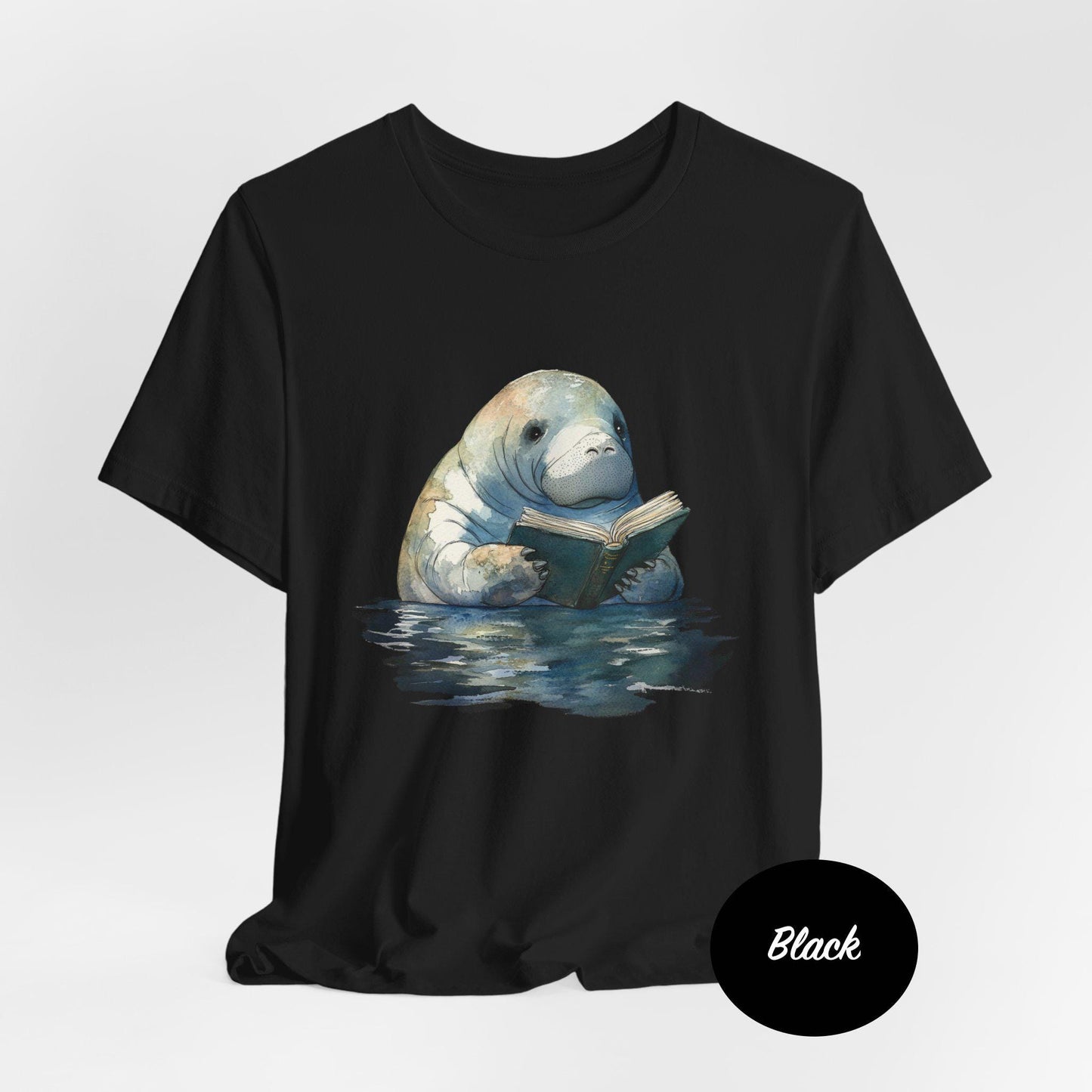 Manatee Reading Books in Water