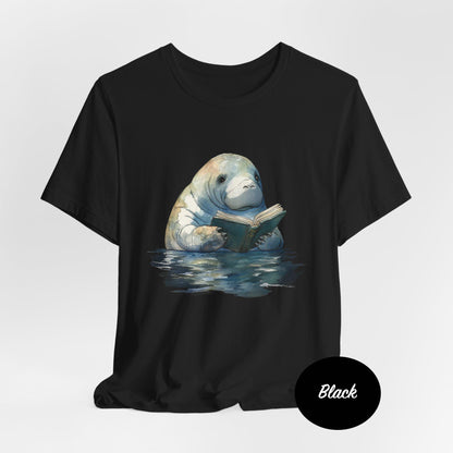 Manatee Reading Books in Water