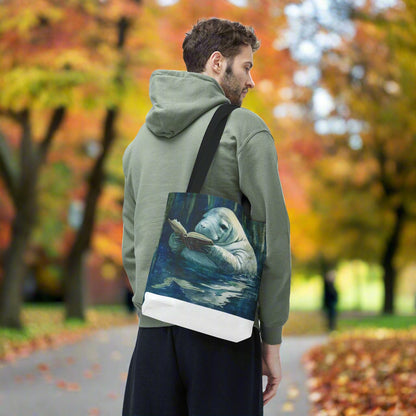 Manatee Reading Book Tote Bag