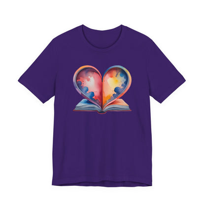Colorful Heart in Watercolor Book Love Tee