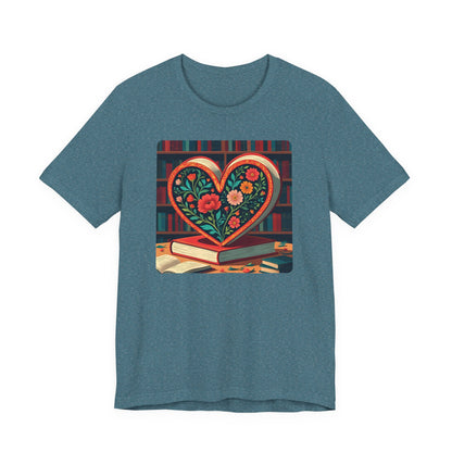 Library Book Love with Floral Design Tee