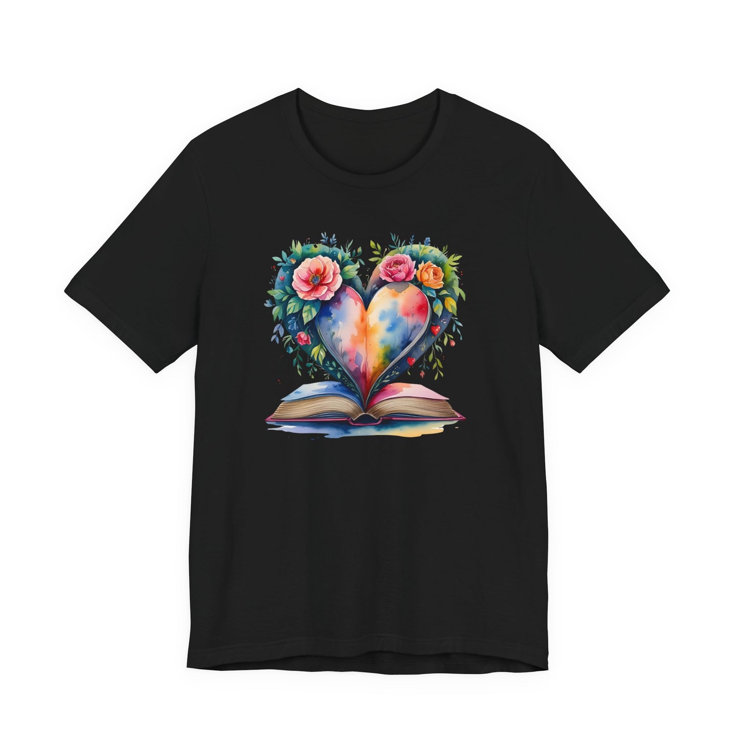 Floral Heart With Book in Watercolors T-Shirt