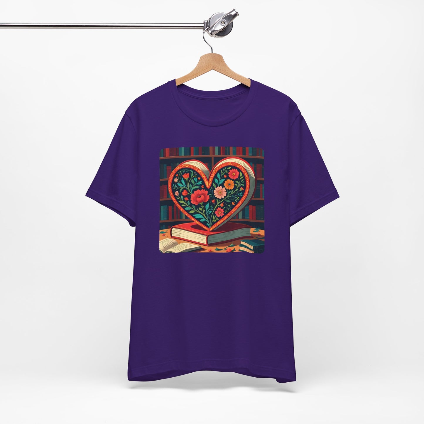 Library Book Love with Floral Design Tee