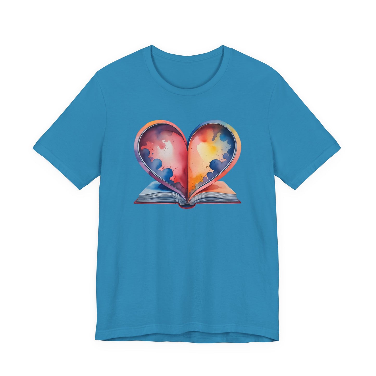 Colorful Heart in Watercolor Book Love Tee