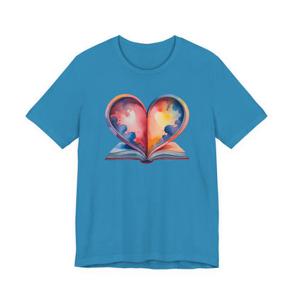 Colorful Heart in Watercolor Book Love Tee