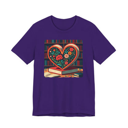 Library Book Love with Floral Design Tee