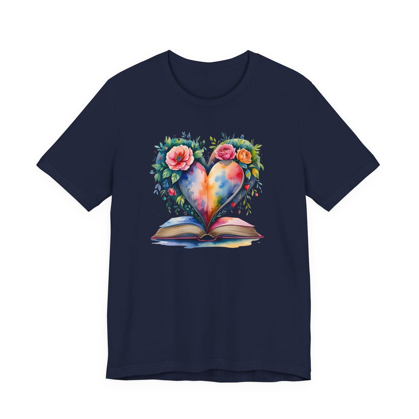 Floral Heart With Book in Watercolors T-Shirt