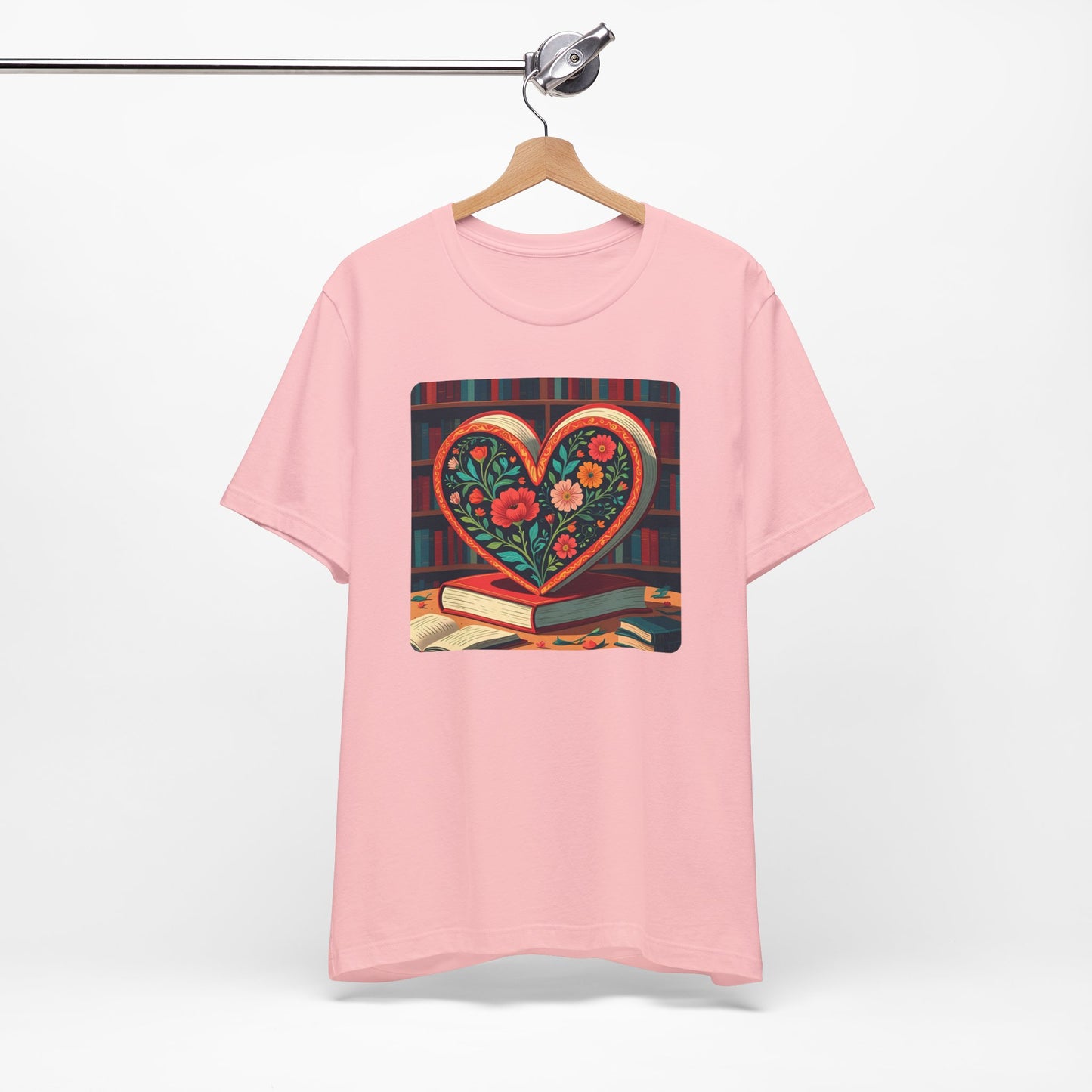 Library Book Love with Floral Design Tee