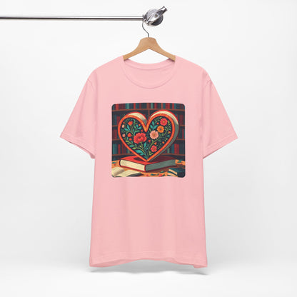 Library Book Love with Floral Design Tee