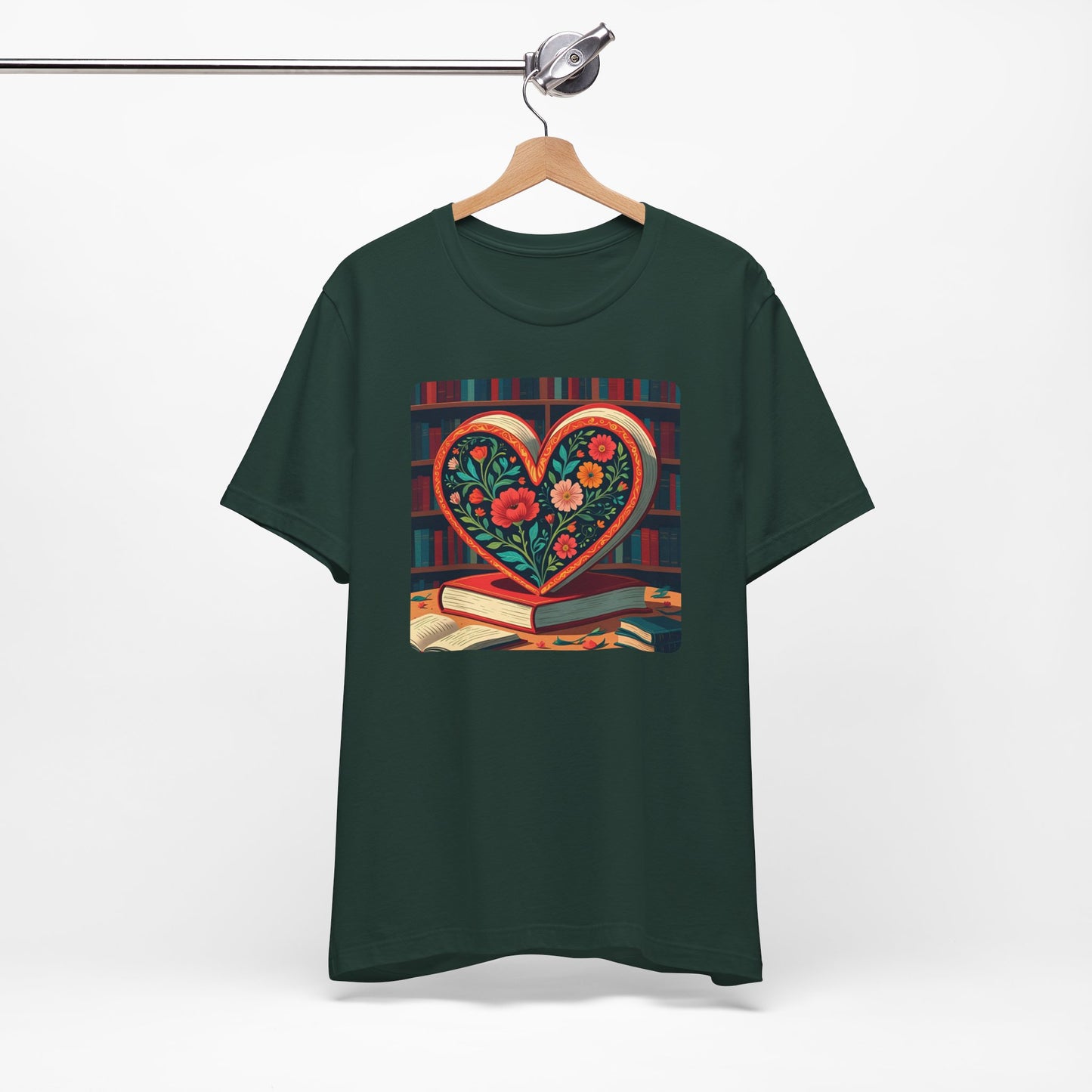 Library Book Love with Floral Design Tee