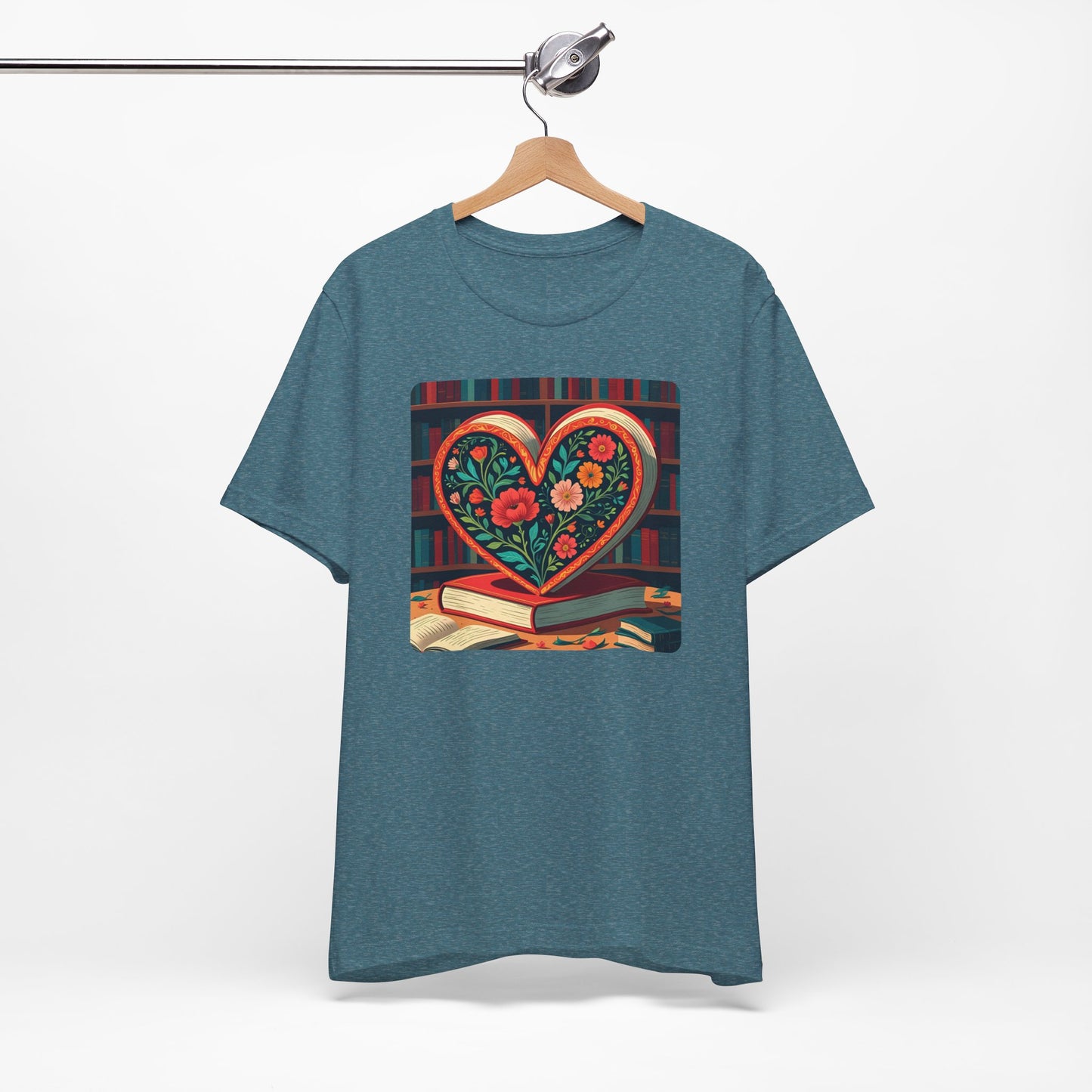 Library Book Love with Floral Design Tee