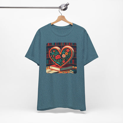 Library Book Love with Floral Design Tee