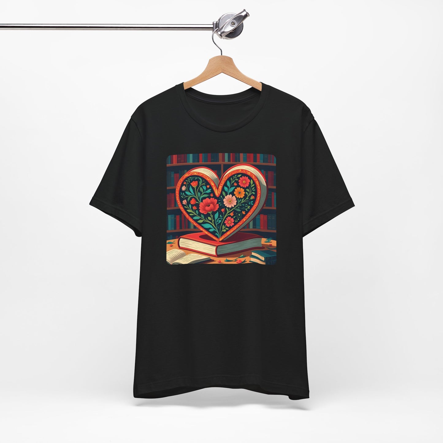 Library Book Love with Floral Design Tee