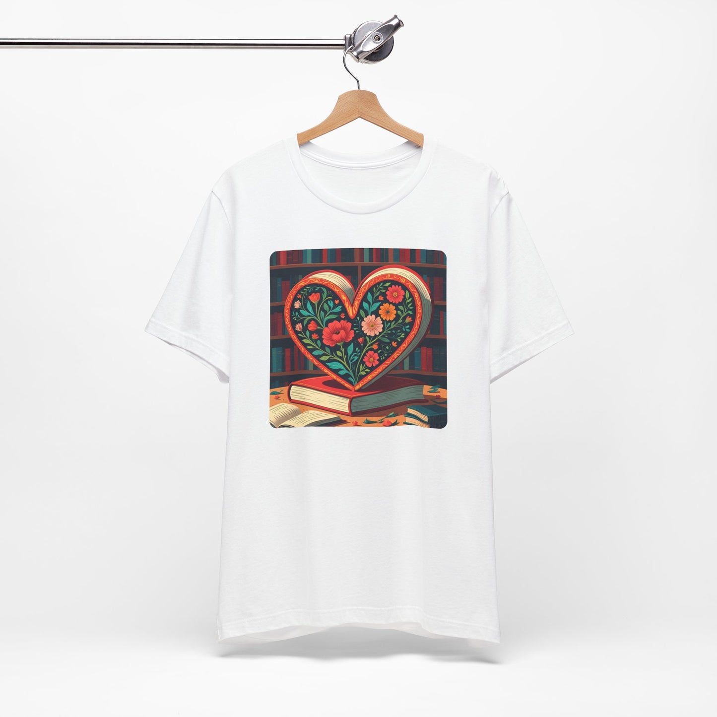 Library Book Love with Floral Design Tee