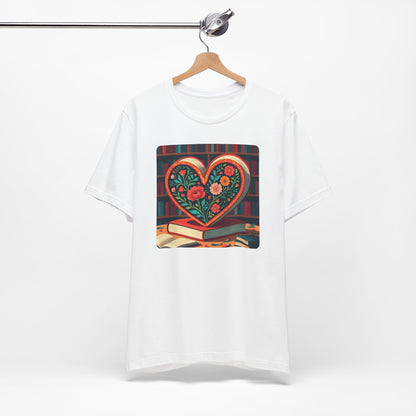 Library Book Love with Floral Design Tee