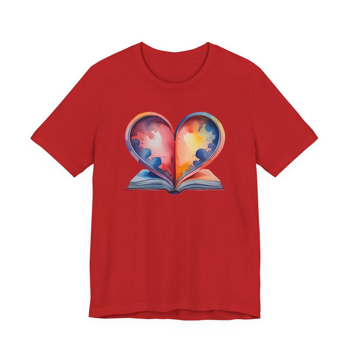 Colorful Heart in Watercolor Book Love Tee