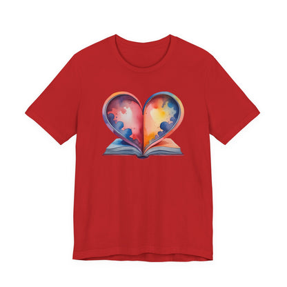 Colorful Heart in Watercolor Book Love Tee