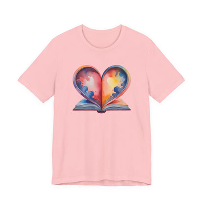 Colorful Heart in Watercolor Book Love Tee