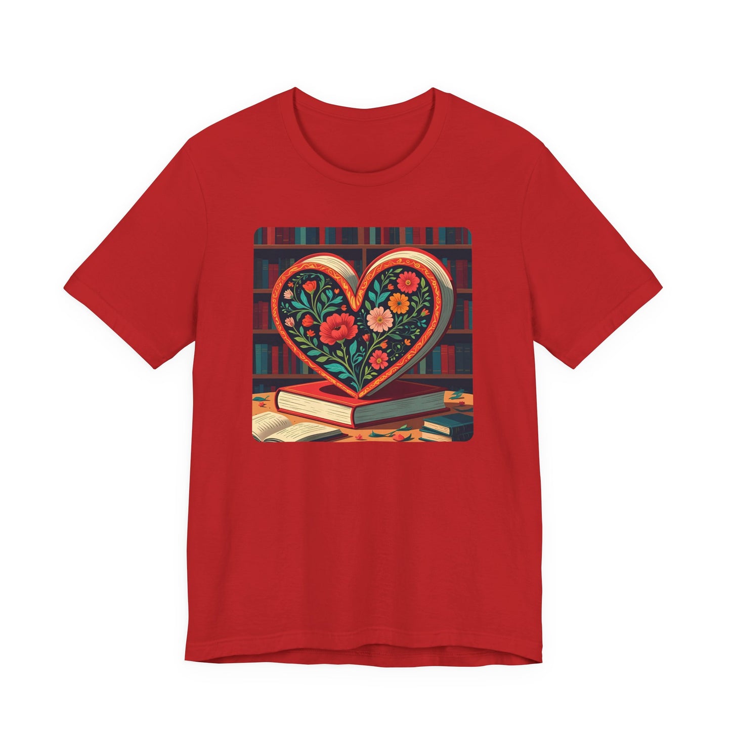 Library Book Love with Floral Design Tee