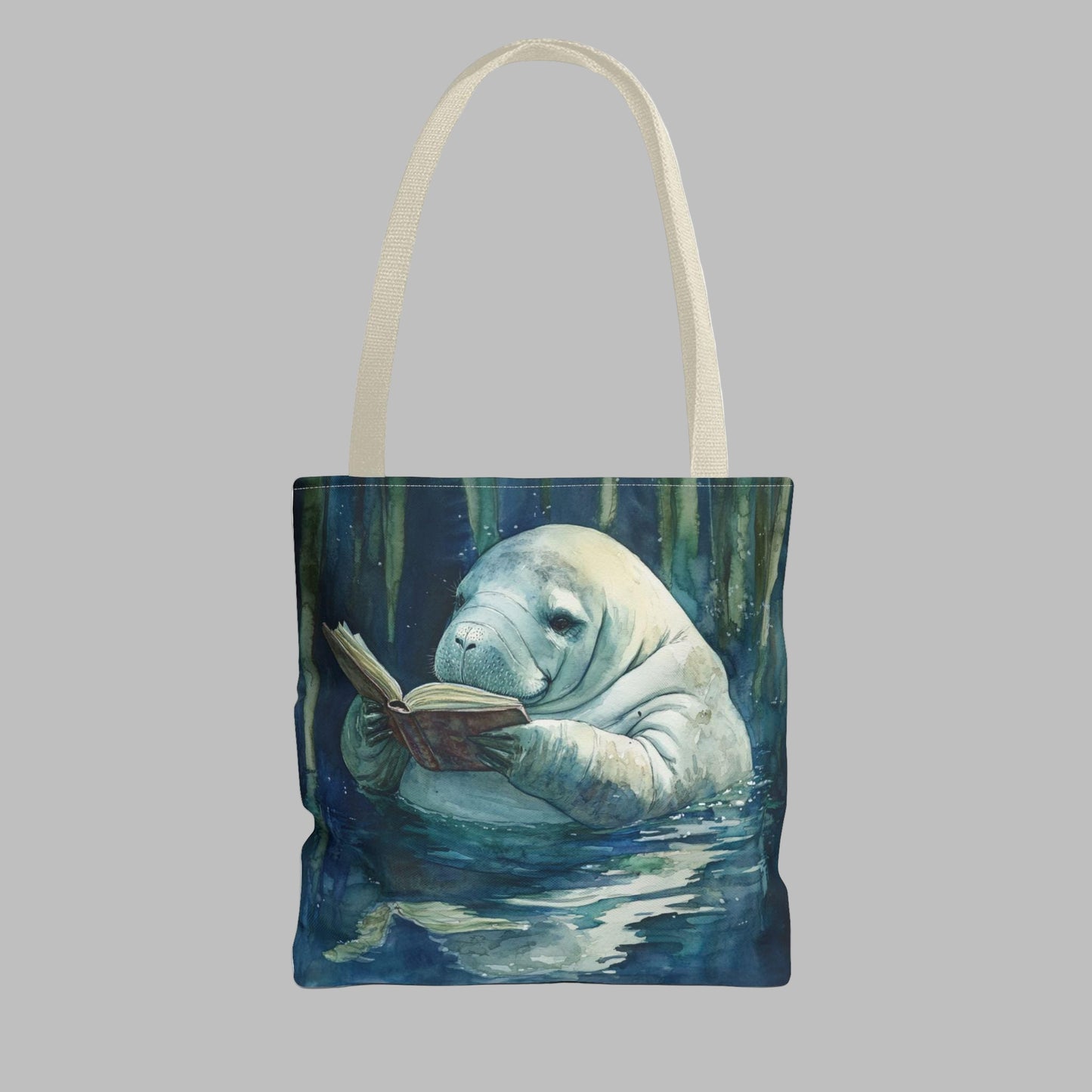 Manatee Reading Book Tote Bag