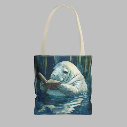 Manatee Reading Book Tote Bag