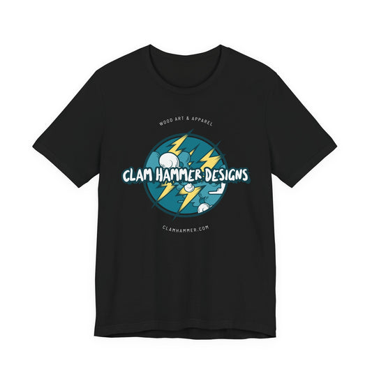 Clam Hammer Designs Official Electric Vibes Logo Tee