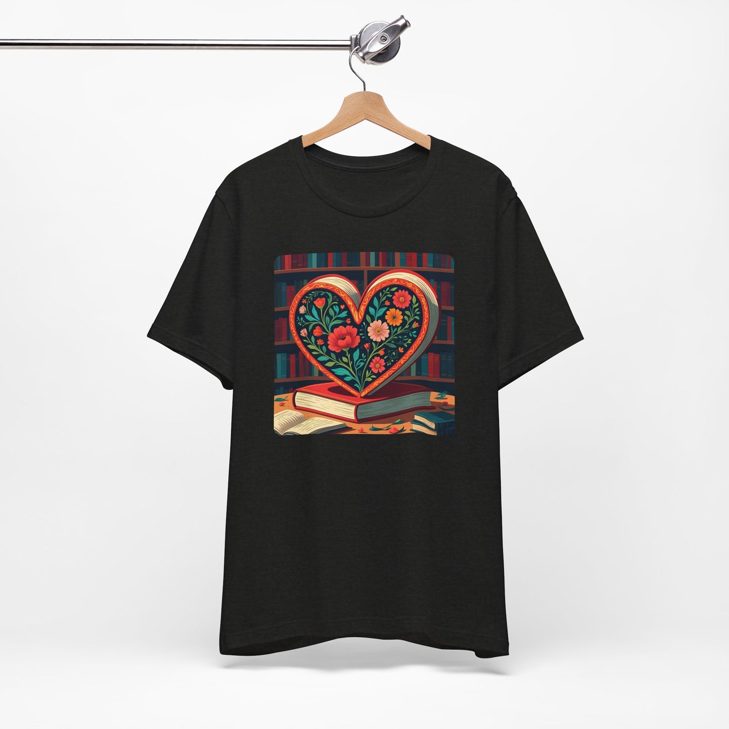 Library Book Love with Floral Design Tee