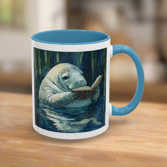 Manatee Reading Book Coffee Mug