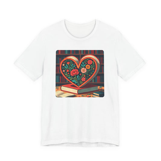 Library Book Love with Floral Design Tee