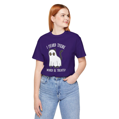 I Heard There Would Be Treats Ghost Cat Halloween Tee