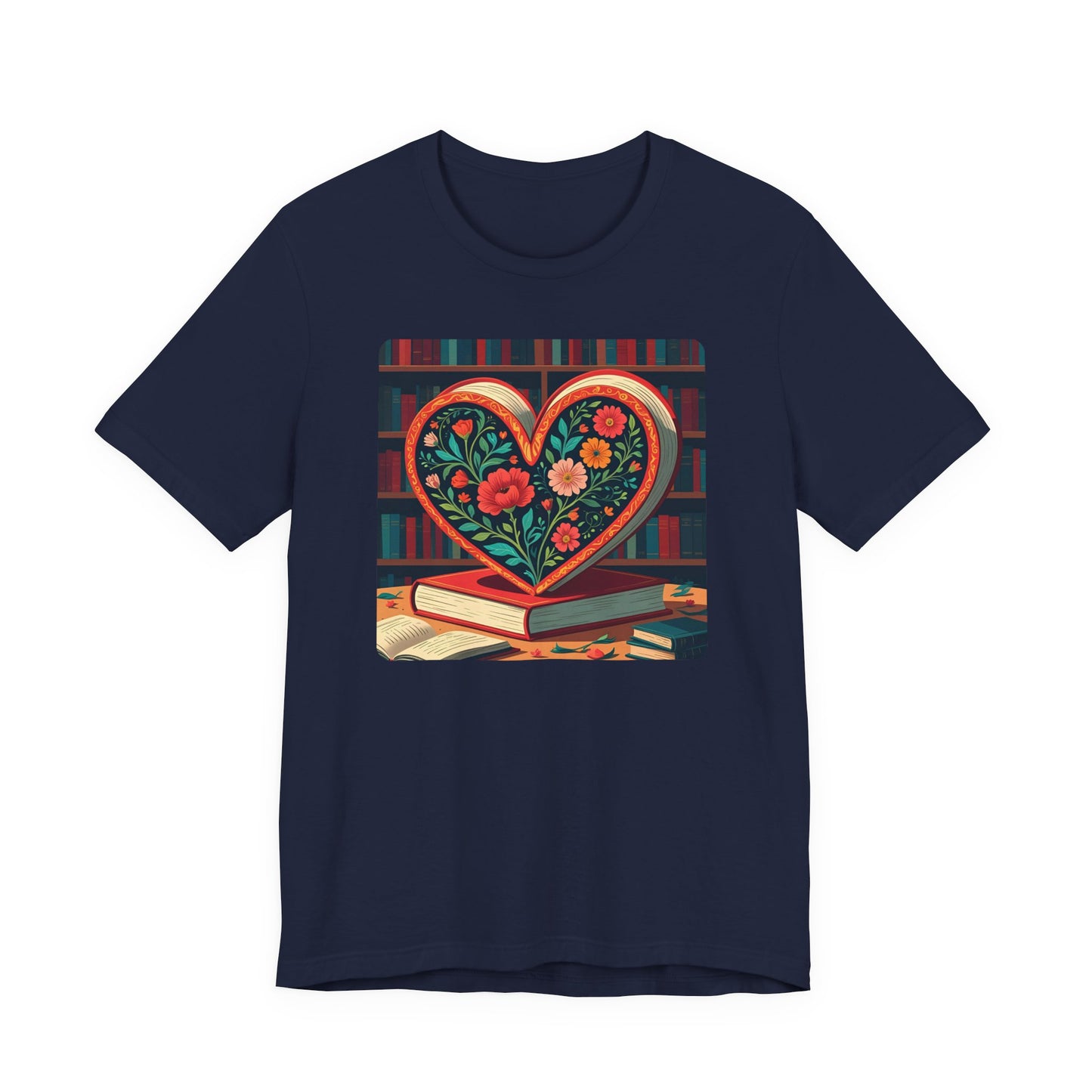 Library Book Love with Floral Design Tee