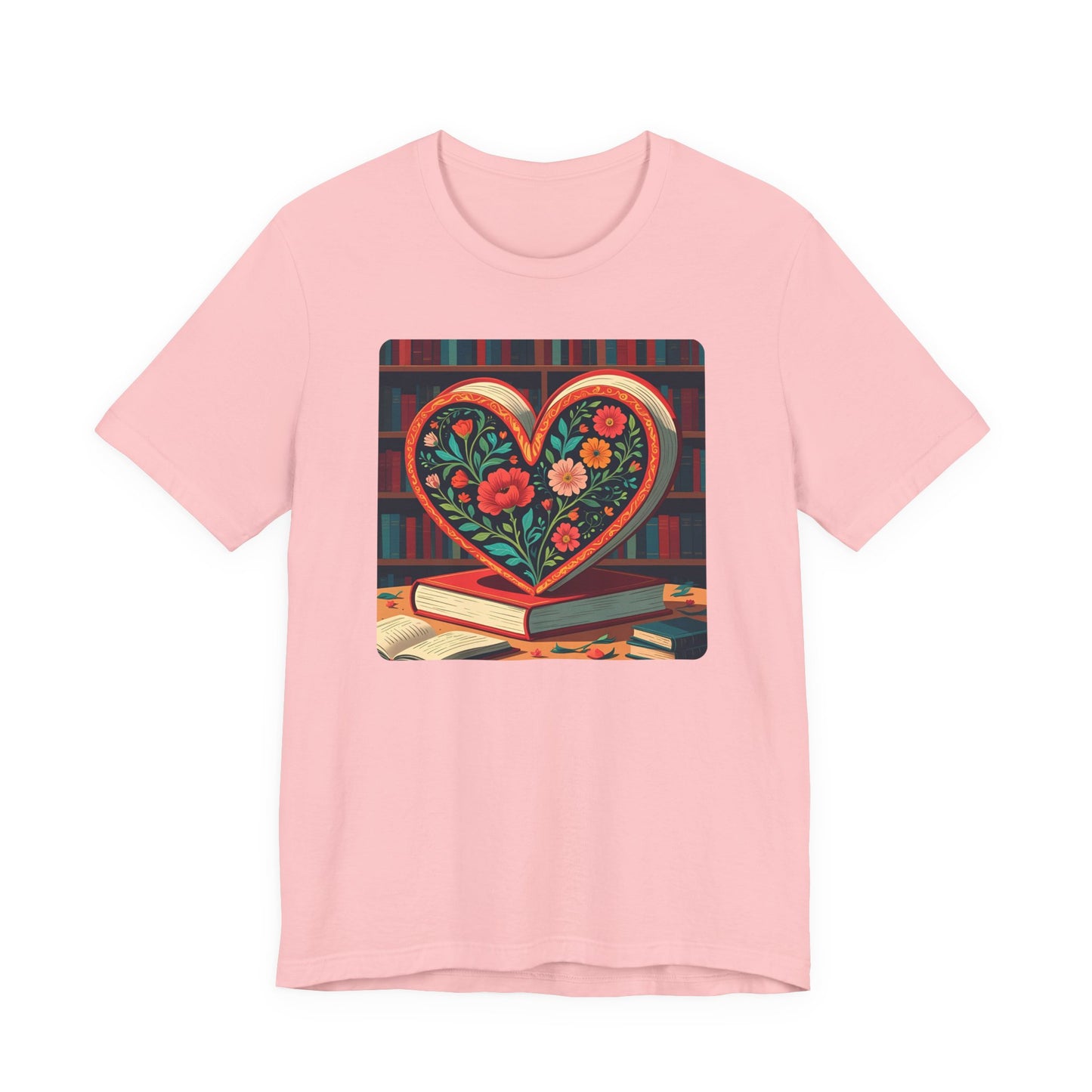 Library Book Love with Floral Design Tee