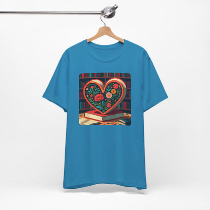 Library Book Love with Floral Design Tee