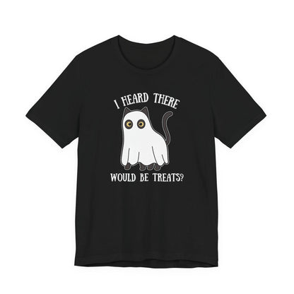 I Heard There Would Be Treats Ghost Cat Halloween Tee