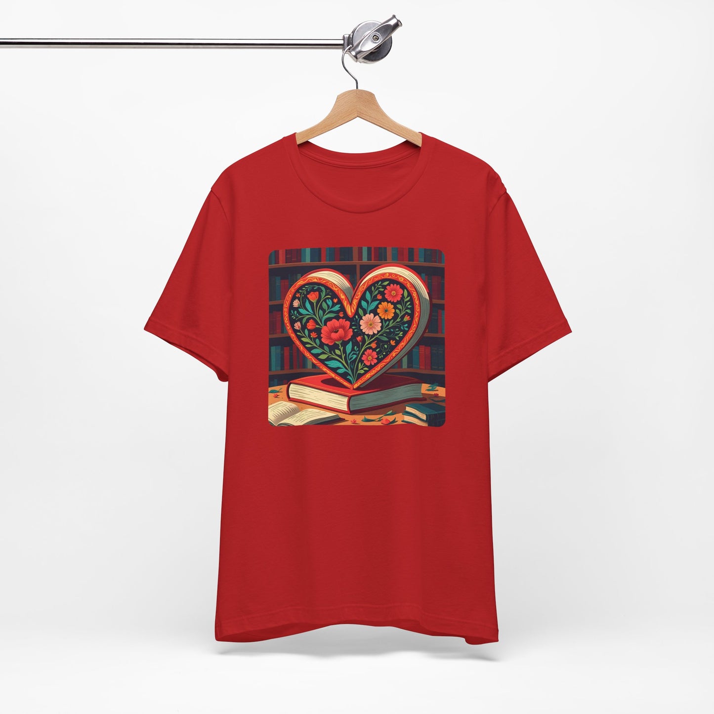 Library Book Love with Floral Design Tee