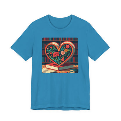 Library Book Love with Floral Design Tee