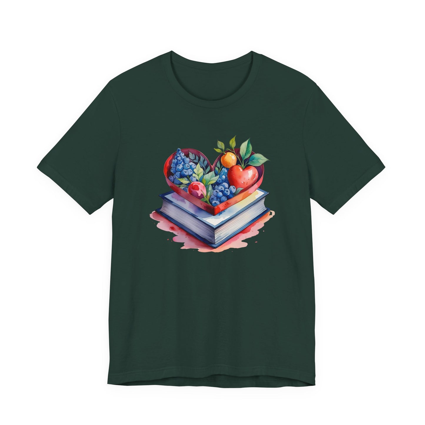 Book and Fruits Watercolor Tee